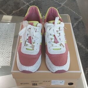 Women’s Pink & Lime Casual Lace-Up Sneakers